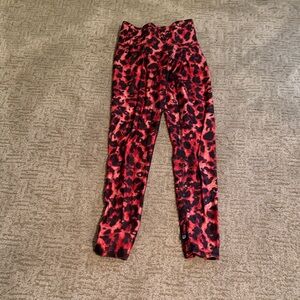 Red and Black Leopard Print Leggings